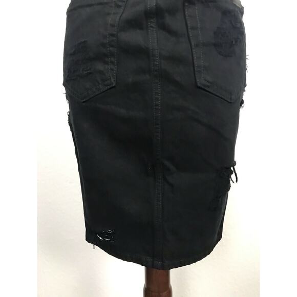 Joe's Jeans Distressed Frayed Stretch Button Fly Denim Skirt - Picture 9 of 9